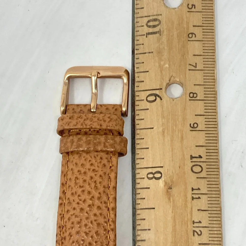 Bronzo Italia QVC Watch Women 39mm Rose Gold Tone Brown Leather Band New Battery