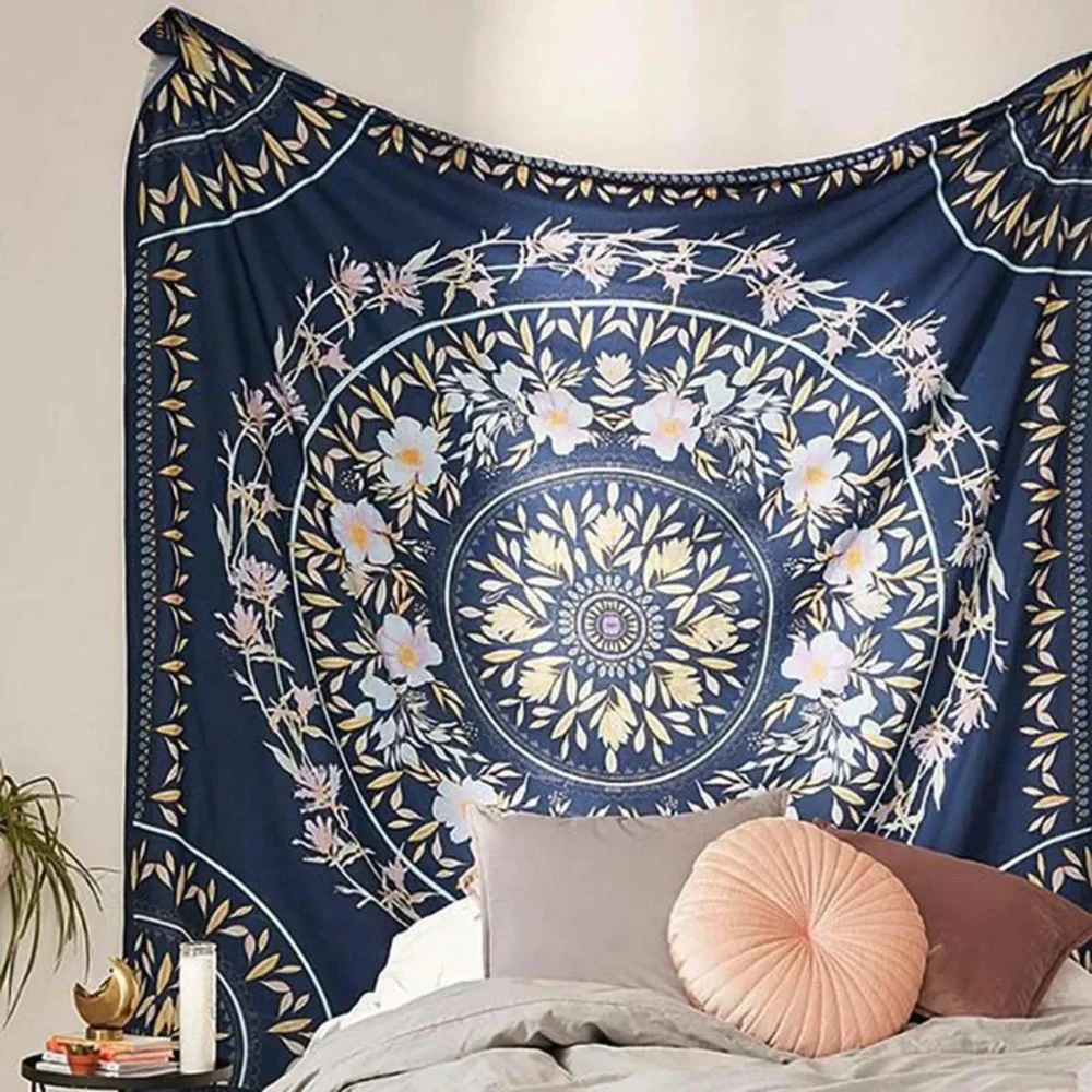 Urban Outfitters Blue Floral Mandala Tapestry
