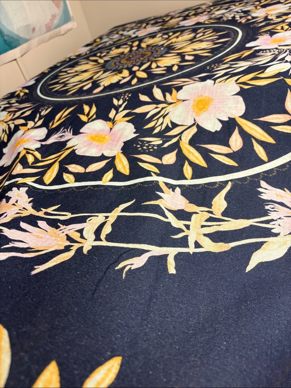 Urban Outfitters Blue Floral Mandala Tapestry
