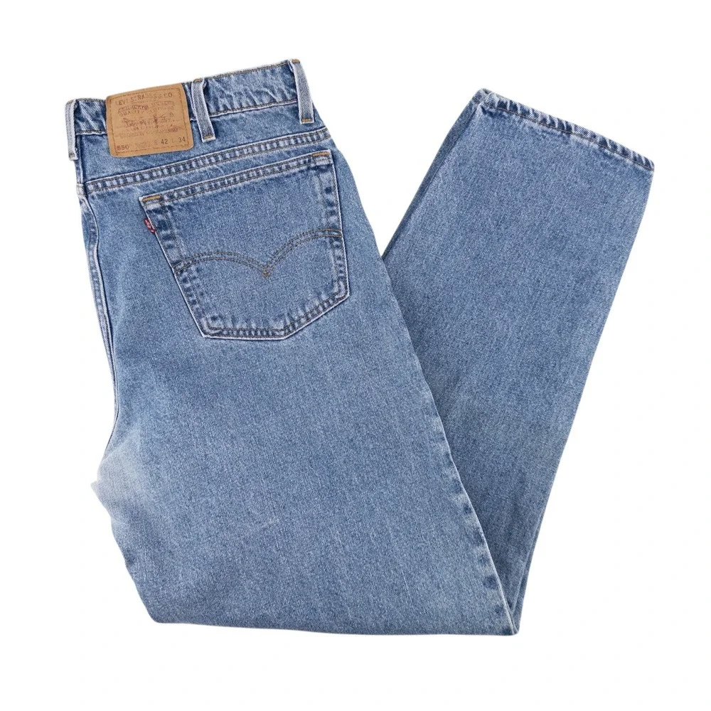 VTG Levis 550 Men 42x34 (40x32 actual) Blue Jeans Relaxed Fit Tapered Distressed