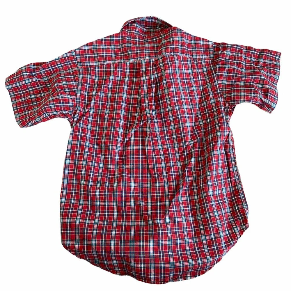 Ralph Lauren Plaid Shirt Red/Blue Short Sleeve Preppy 100% Cotton Size 6 Boy’s