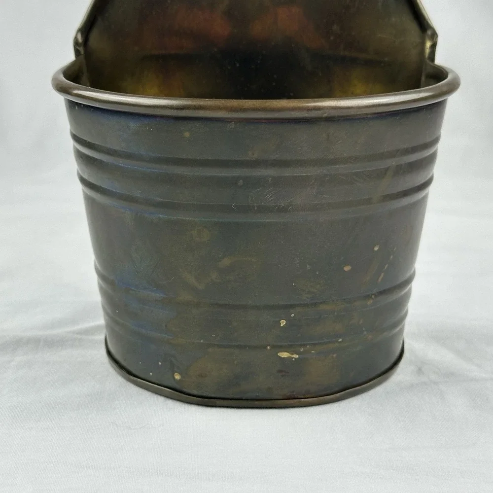 Vintage Brass Tone Wall Pocket Planter Mid Century Grandmillennial Cottagecore