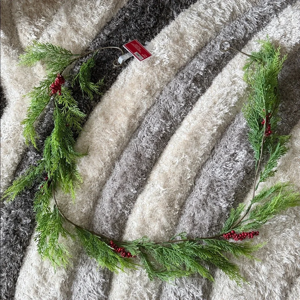 Faux Garland with Red Berry Accents