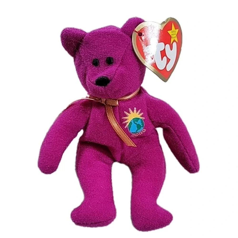 Ty‎ Beanie Babies Millennium Bear Plush Toy - Purple