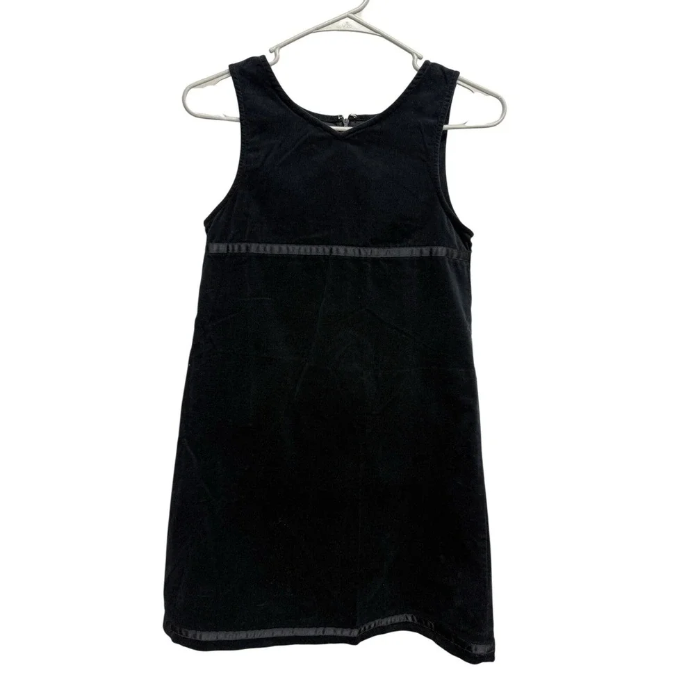 Vintage‎ LL BEAN Girls Sz 10 Black Velour Velvet Sleeveless Jumper Dress Preppy