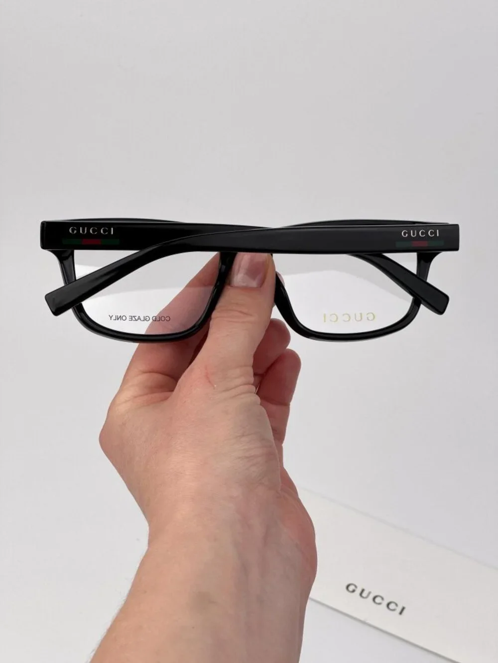 Gucci GG1987O 001 Rectangle Eyeglasses – Shiny Black | Men’s Designer Frames