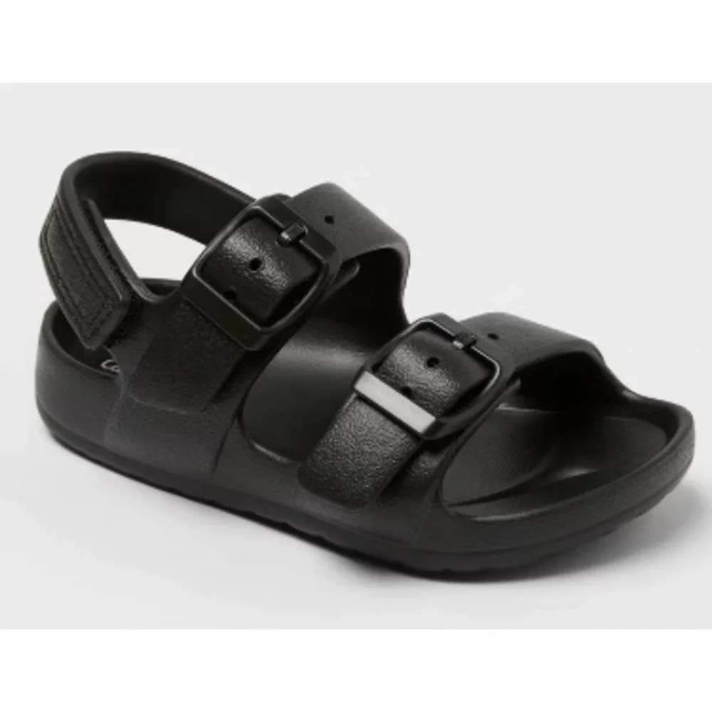 Cat & Jack Orion Sandals Toddler Boys 10 Black Double Strap NWT