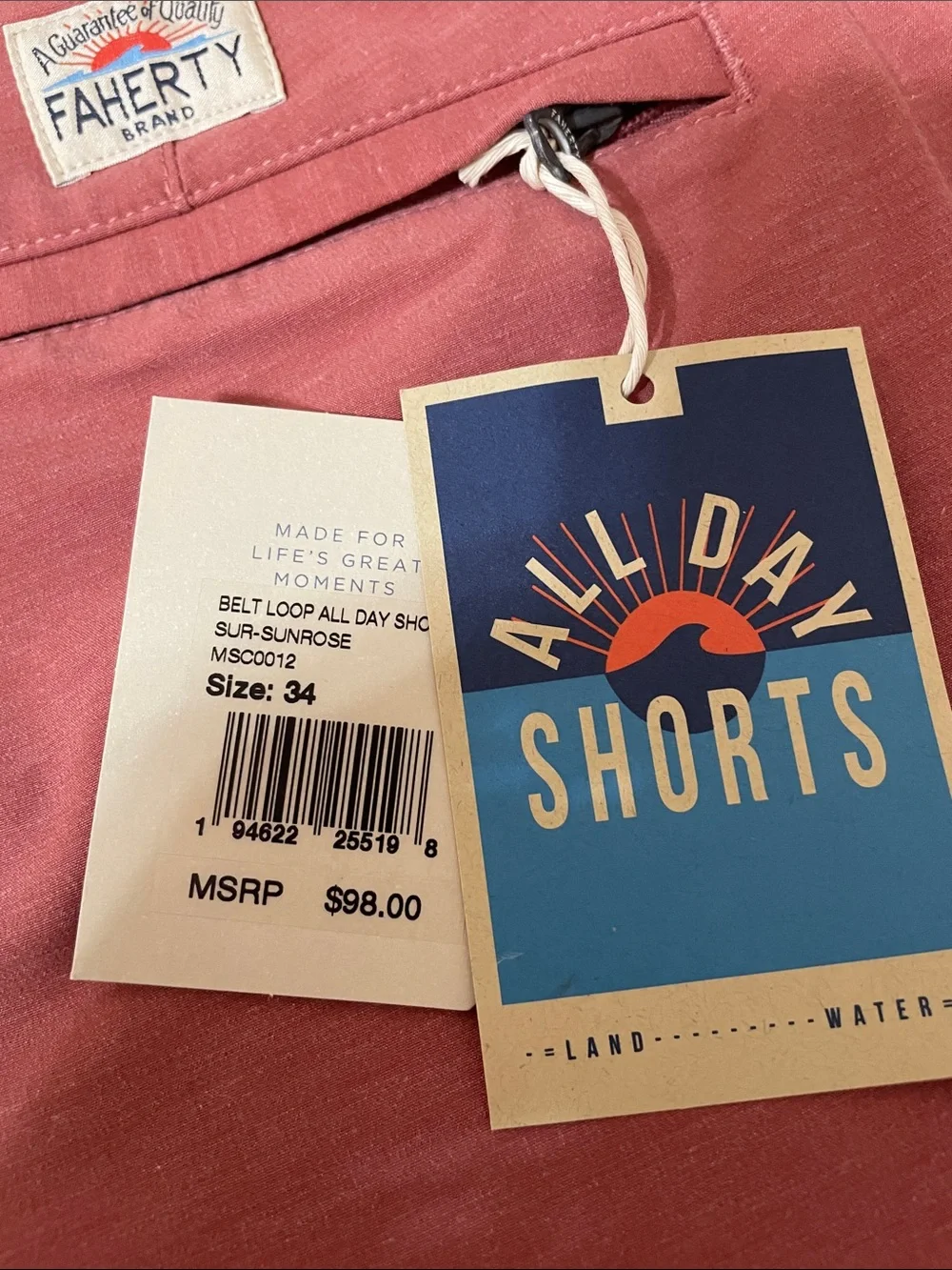 Faherty Belt Loop All Day 9” short size 34
