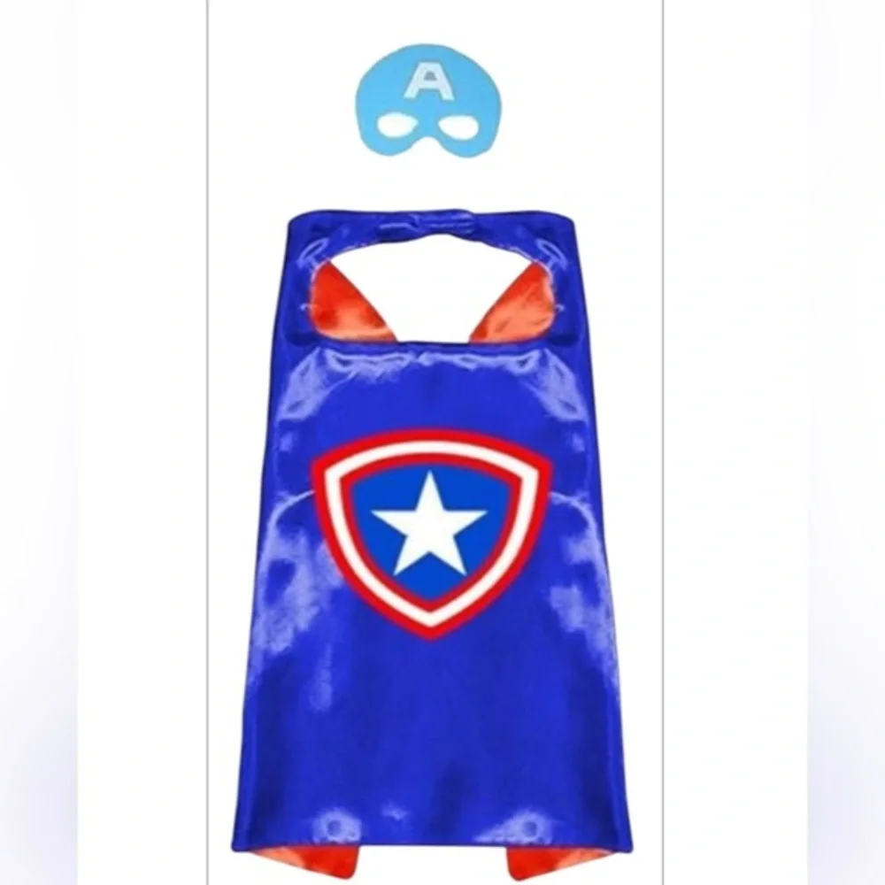 AVENGERS Superhero Themed Halloween Cape and Mask Set - Blue and Red 3-10Y