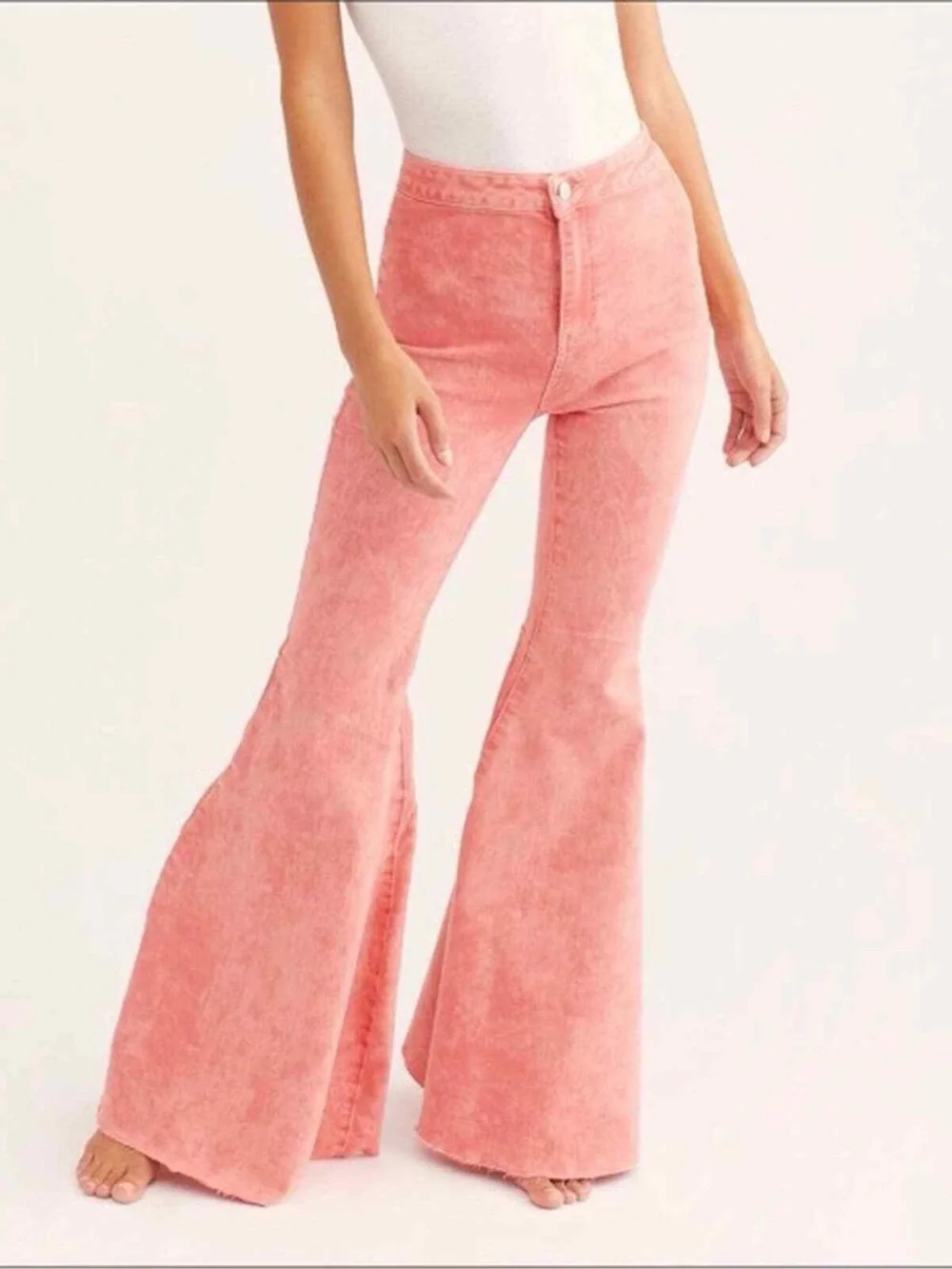 Free People We The Free Pink Acid Wash Bell Bottom Flare Jeans | Size 25