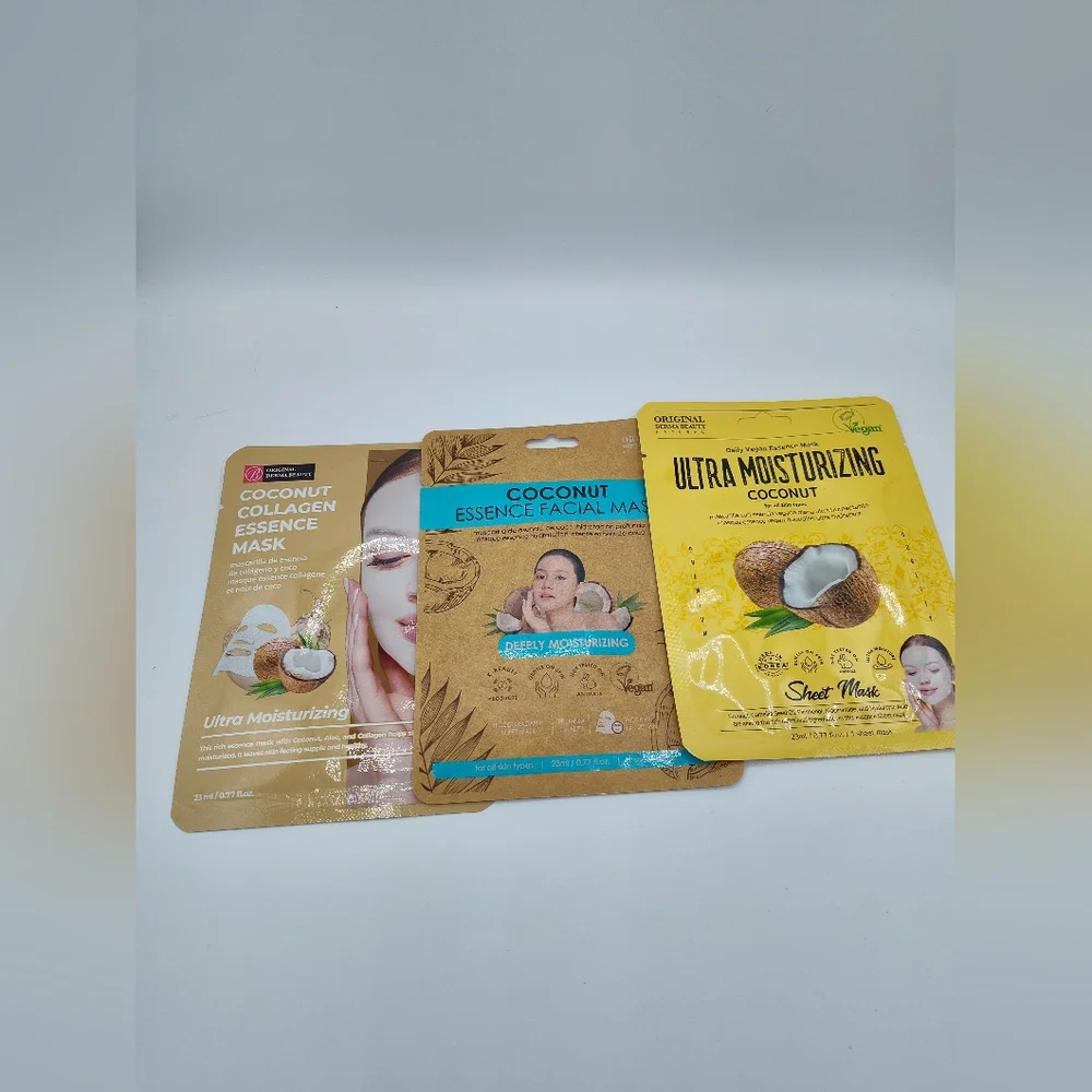 🌴 Coconut Sheet Mask Trio Bundle Ultra Moisturizing Hydrating Skincare