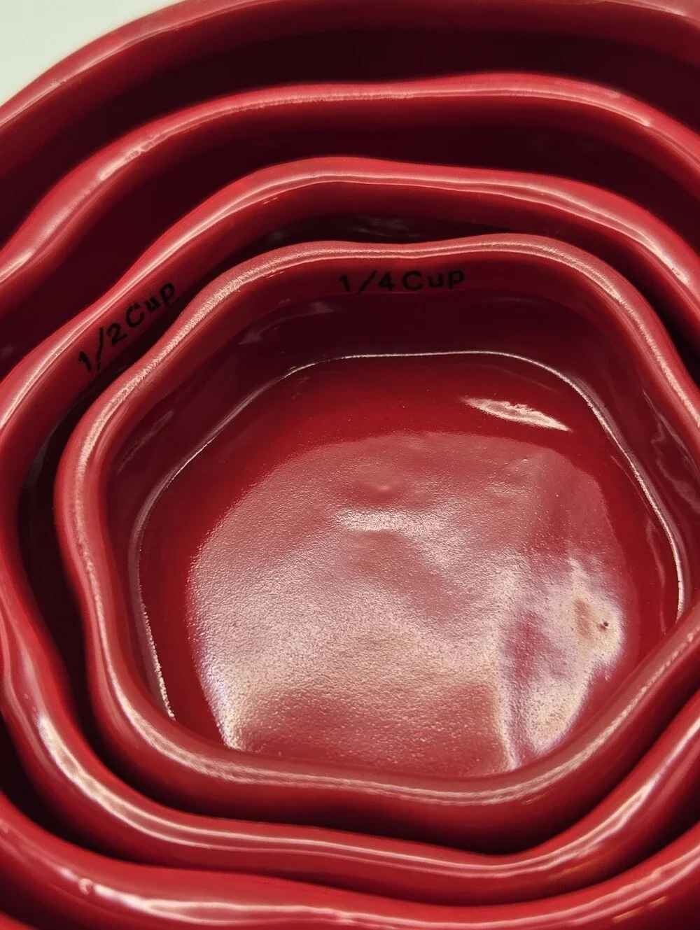 Tomato Nesting Measuting Cups Glazed Pottery Adorable Kitchsy Garden Kitchen