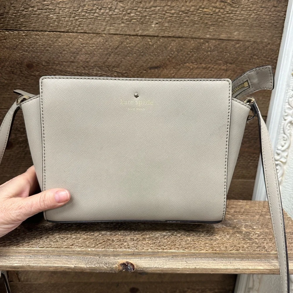 Kate Spade New York Saffiano Leather Crossbody Bag | Neutral Beige