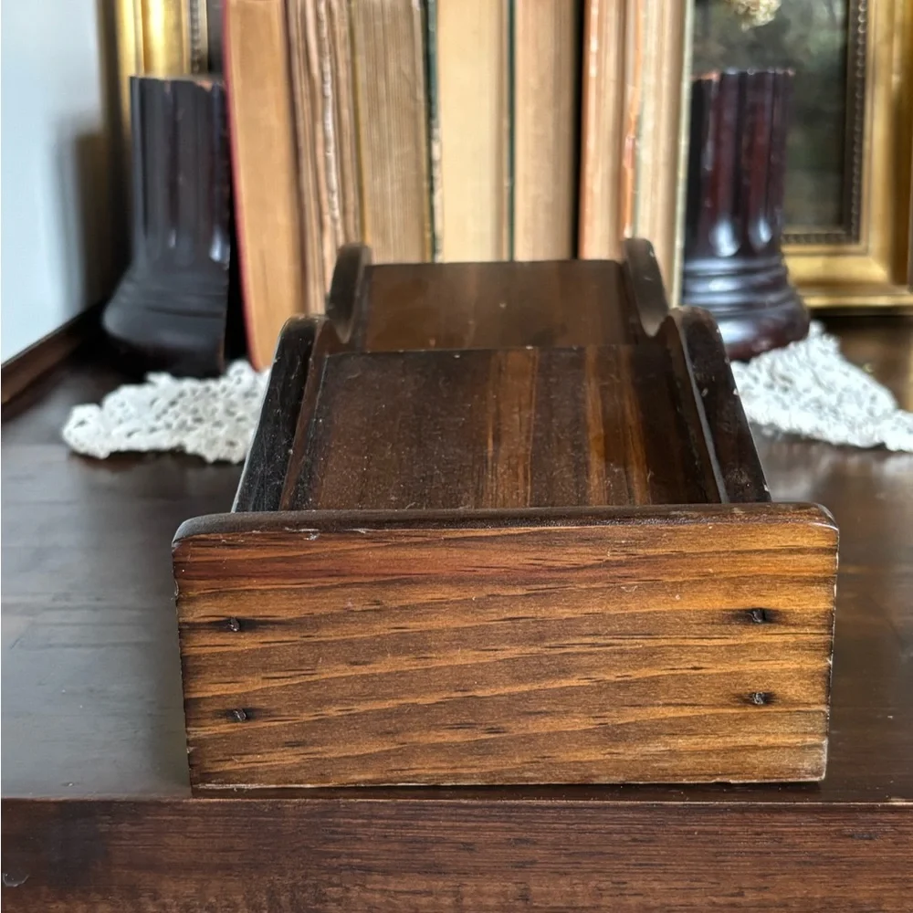 Vintage Handmade Wooden Wall Mail Organizer