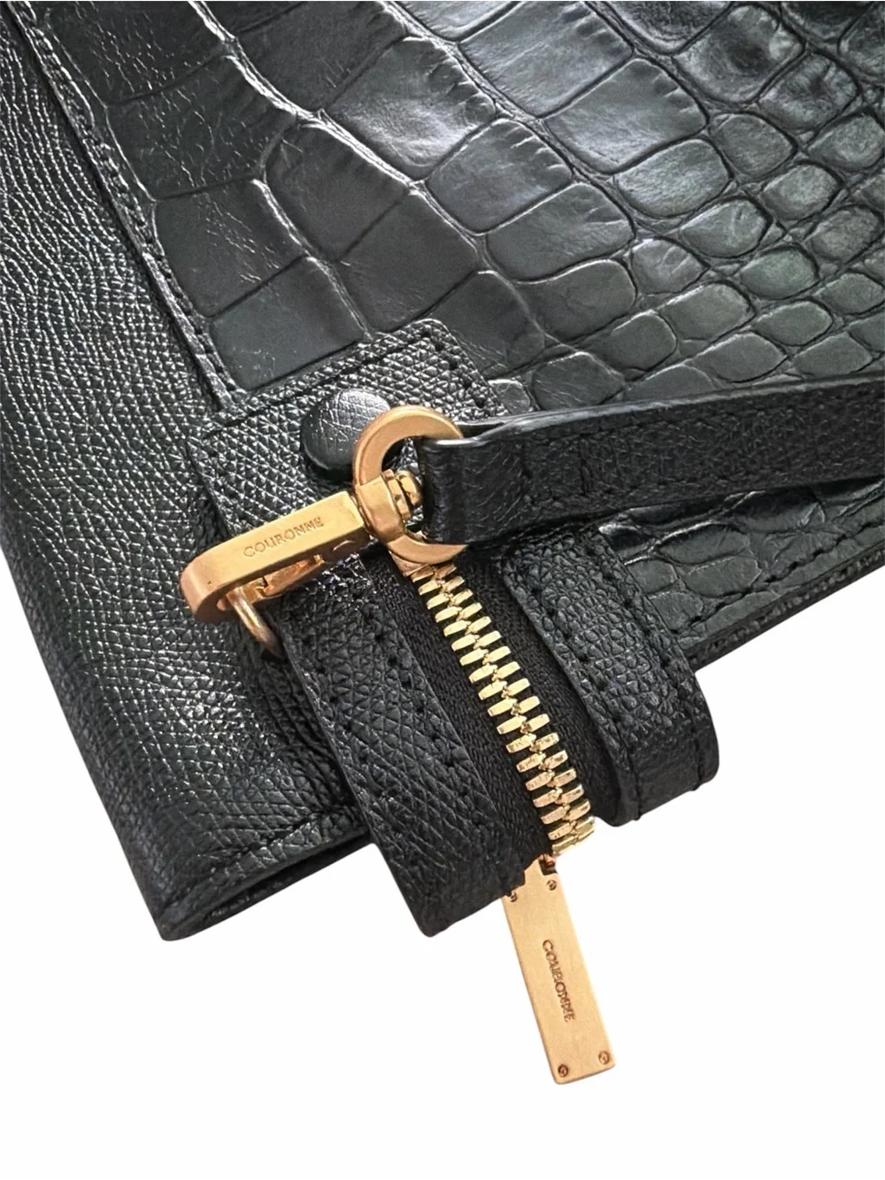 Couronne Leather Clutch with Gold Hardware