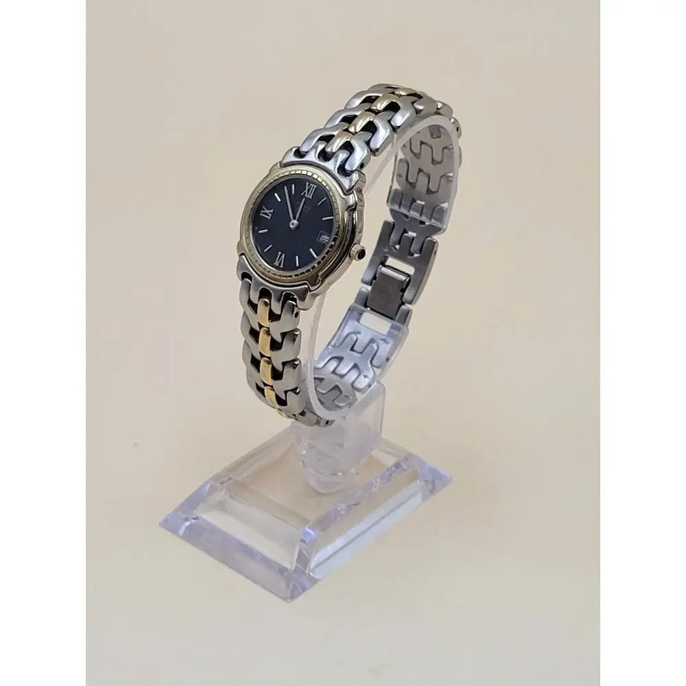 Vintage Pulsar Ladies Two-Tone Dress Watch - Blue Dial - V789-0240 NEW BATTERY