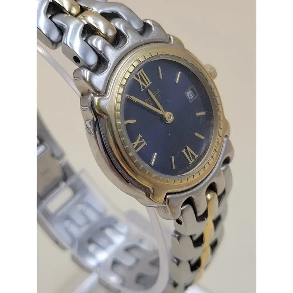 Vintage Pulsar Ladies Two-Tone Dress Watch - Blue Dial - V789-0240 NEW BATTERY