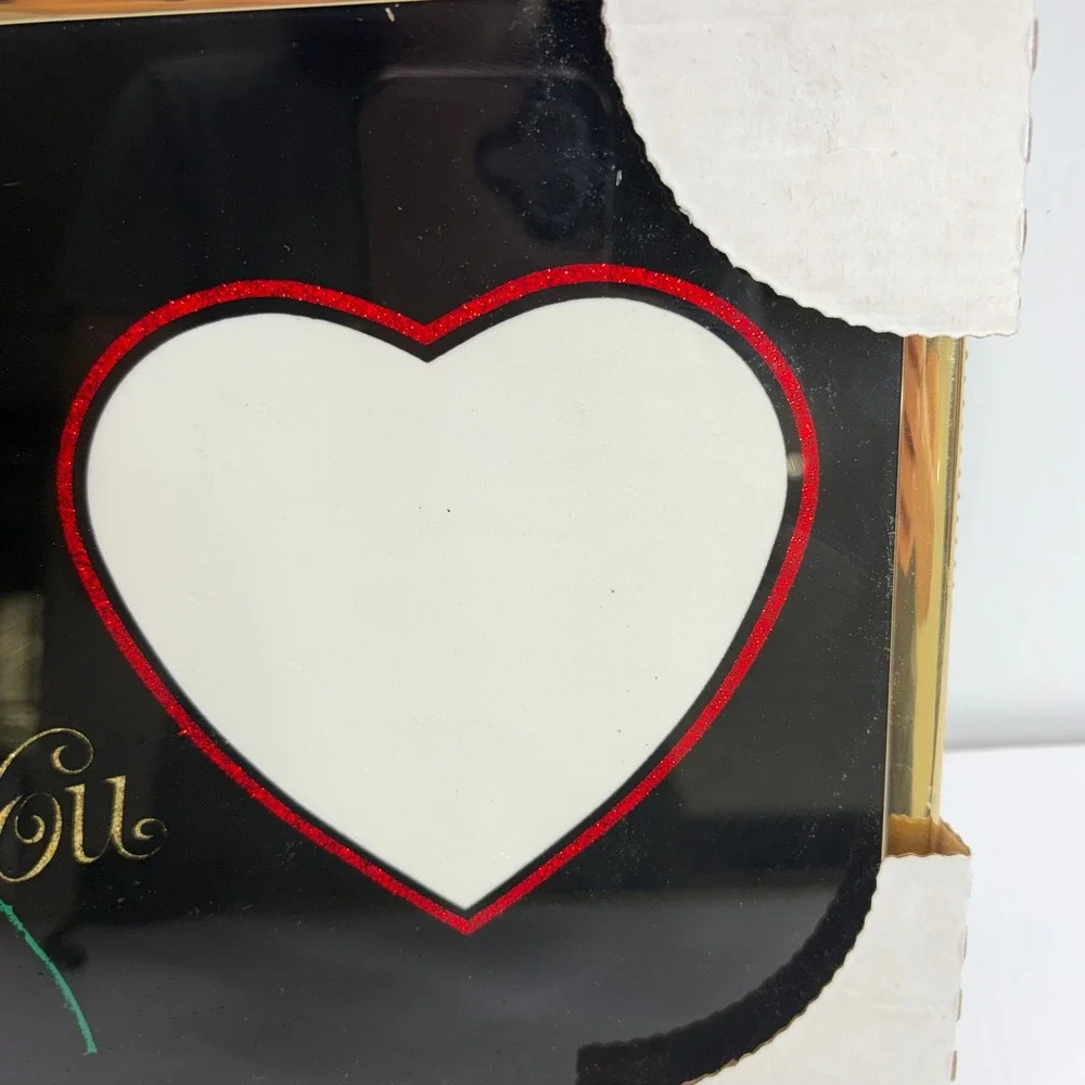 VTg Love You Red Rose Heart Glitter Glass Picture Frame Gold Tone Trim 10