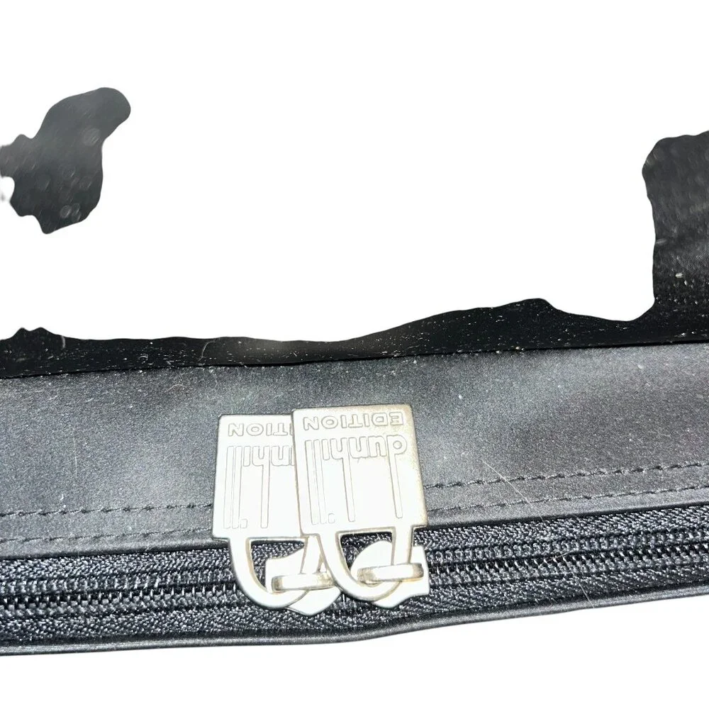 dunhill black leather trim nylon top handle briefcase bag