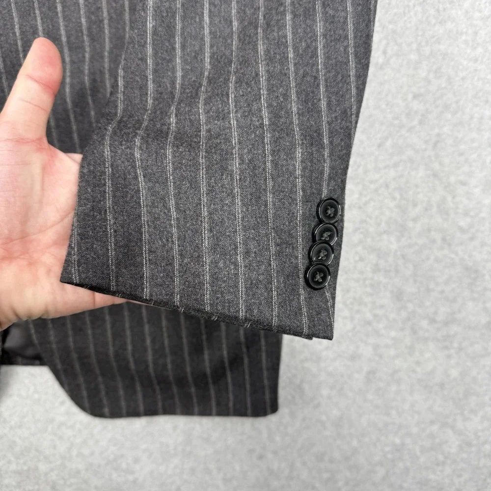 Ermenegildo Zegna Blazer Mens‎ 54R Gray Striped Neiman Marcus Wool Sports Coat
