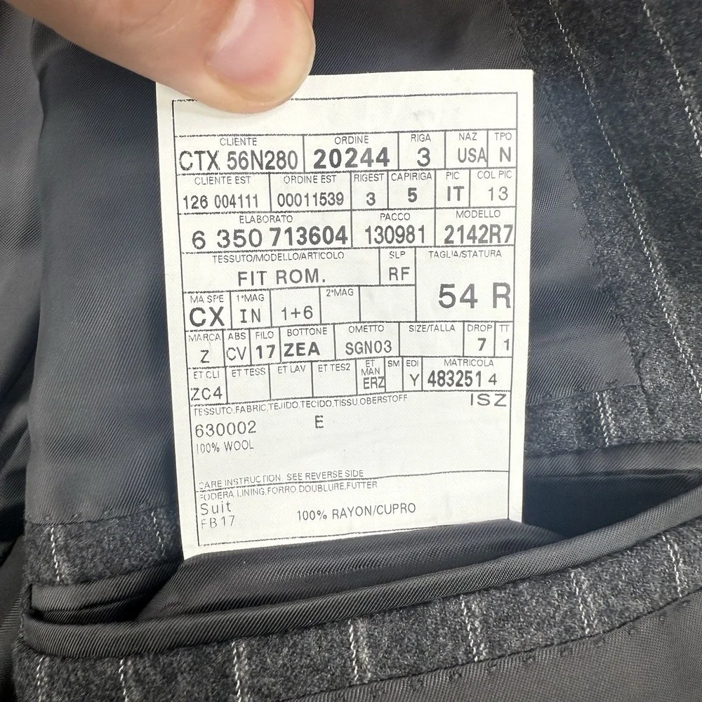 Ermenegildo Zegna Blazer Mens‎ 54R Gray Striped Neiman Marcus Wool Sports Coat