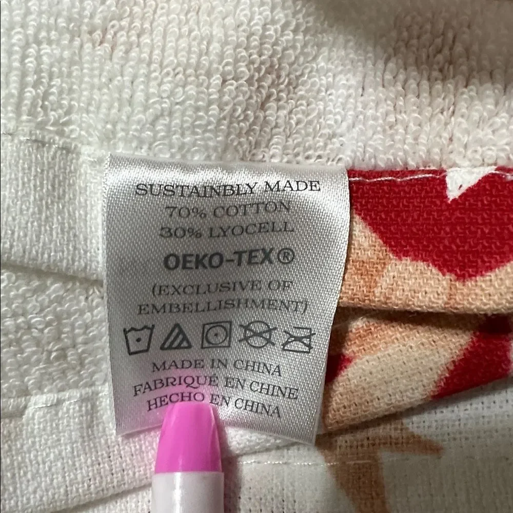 SC Valentine’s Day White Red Beige Heart & Bows Cotton Blend Tea Kitchen Towels