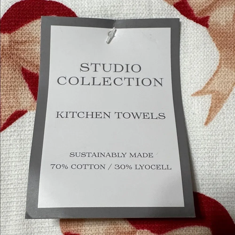 SC Valentine’s Day White Red Beige Heart & Bows Cotton Blend Tea Kitchen Towels