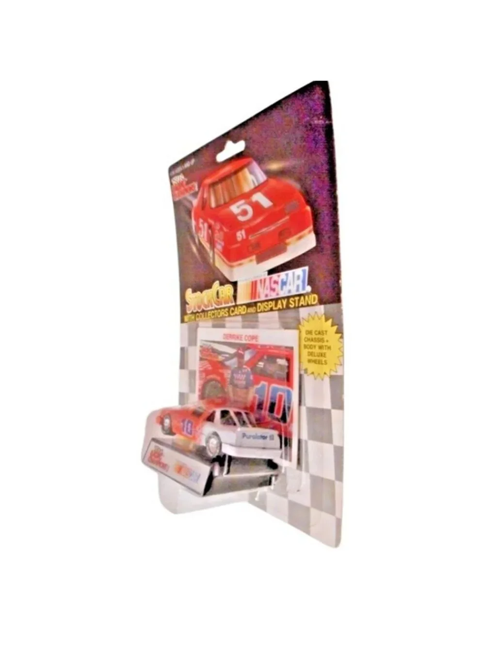 Vintage Die Cast Racing Champions NASCAR Stock Car Derrick Cope 10 Card Stand