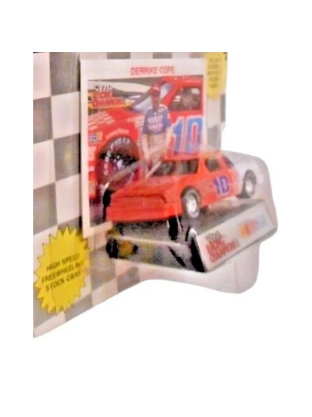 Vintage Die Cast Racing Champions NASCAR Stock Car Derrick Cope 10 Card Stand