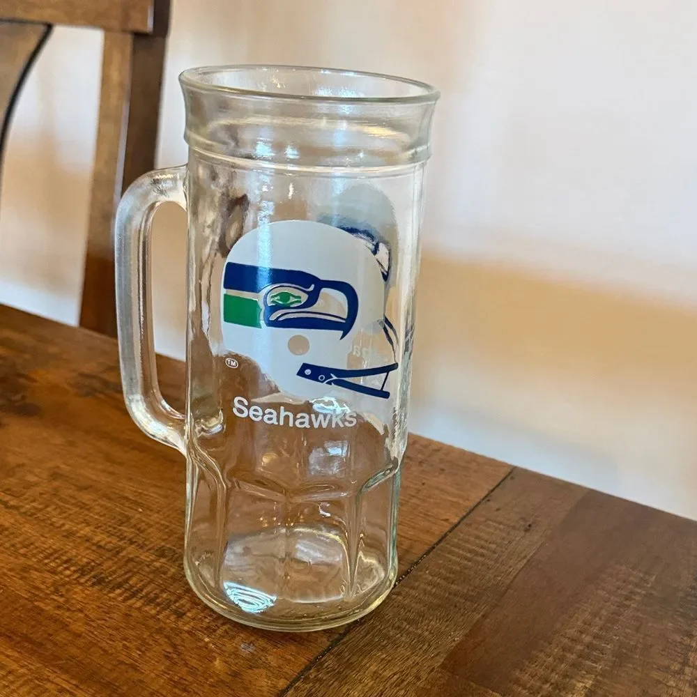 Seahawks Glass Beer Mug Stein Vintage