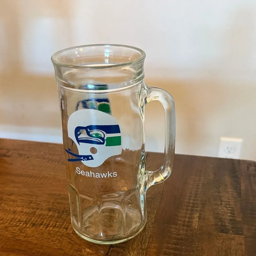 Seahawks Glass Beer Mug Stein Vintage