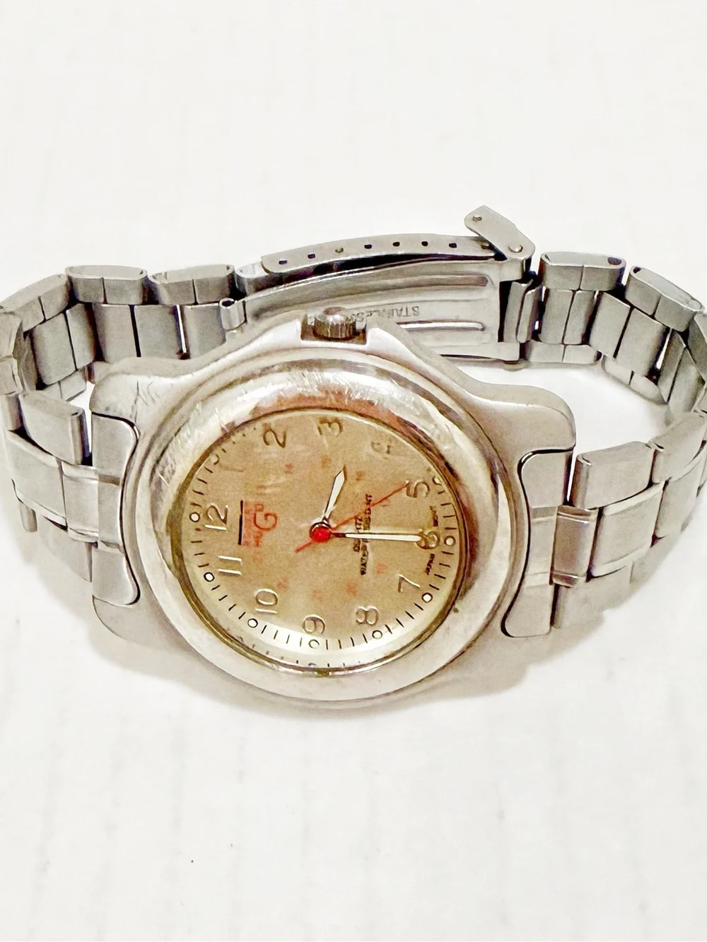Vintage Robert Hugo Quartz Watch Men Silver Military Dial Japan Movt Analog