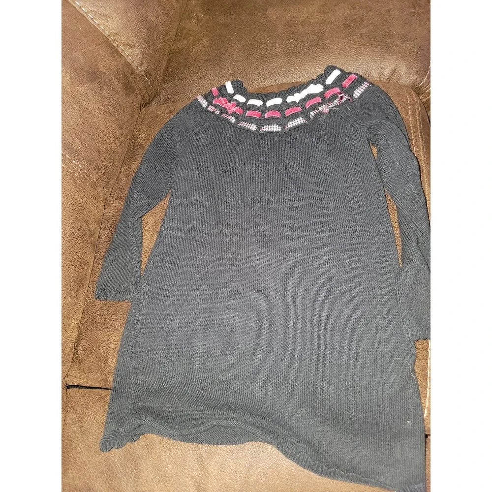 Gymboree Christmas classic holiday black sweater dress with bows size‎ 7