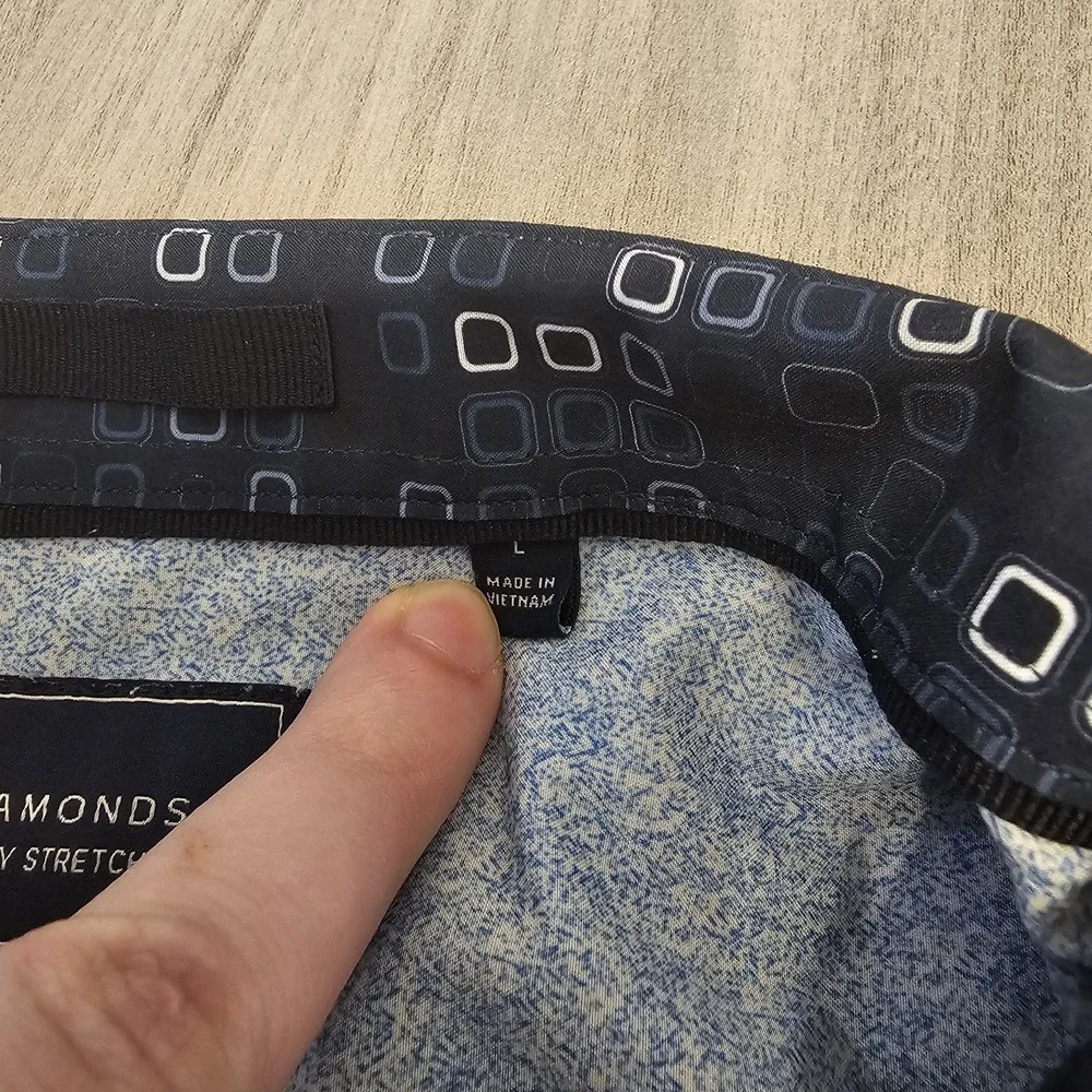 7 Diamonds 4 Way Stretch Shirt Mens‎ Large Blue Geometric Button Up Casual Dad