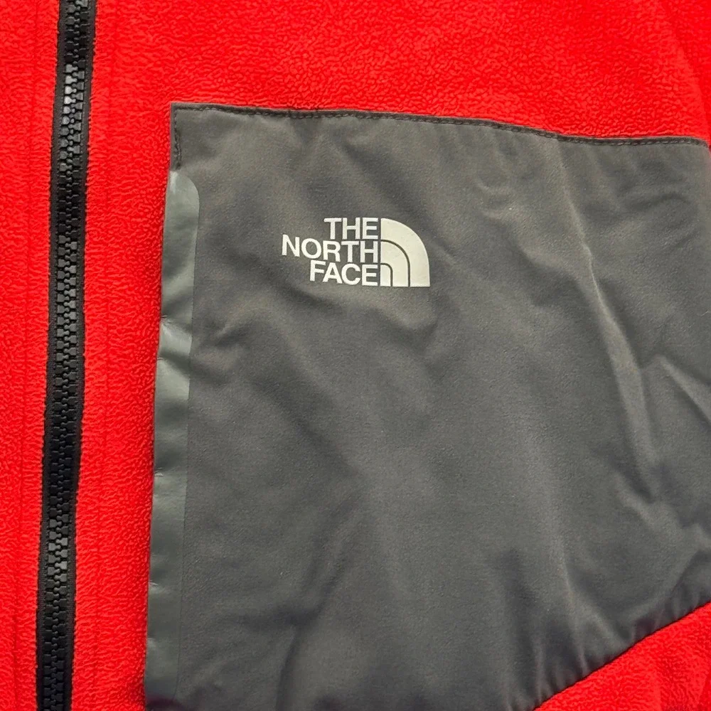 The North Face Orange Fleece Hooded Jacket Boys XL Full Zip Logo‎ Pocket Warm