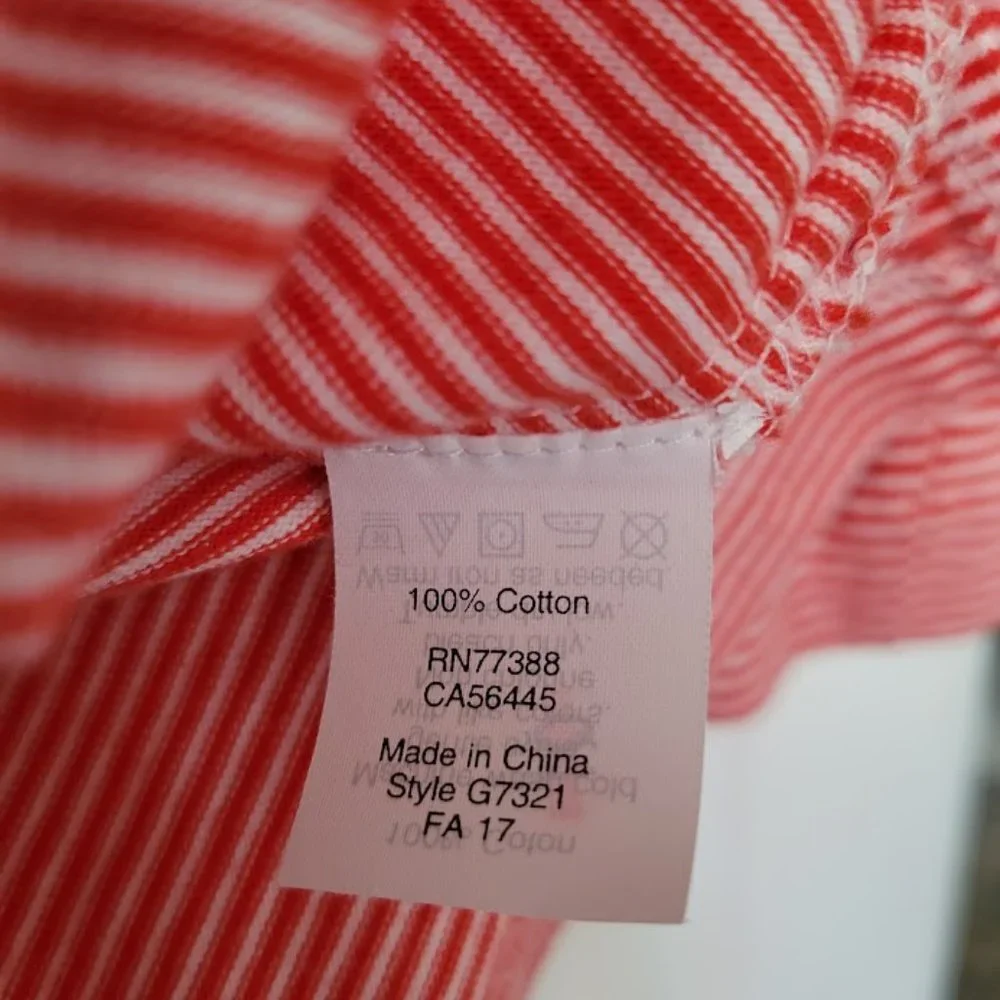 J. Crew red striped‎ cotton top with flared sleeves NWOT