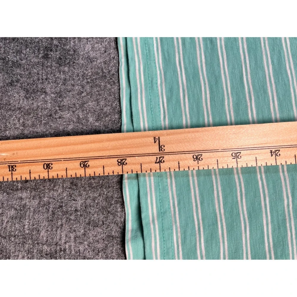 J. Crew Mens Large‎ Polo Shirt Green White Striped Short Sleeve Ring Spun Jersey
