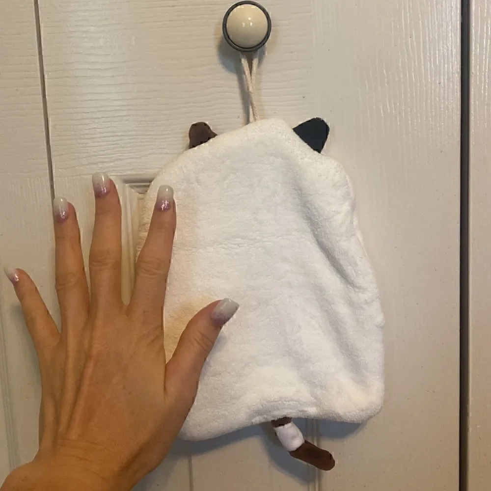 Cute Hanging Cat Hand Towel.