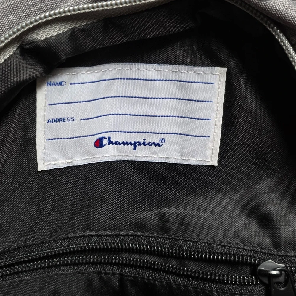 Champion Backpack Gray All Over‎ Logo Embroidered School Travel 10