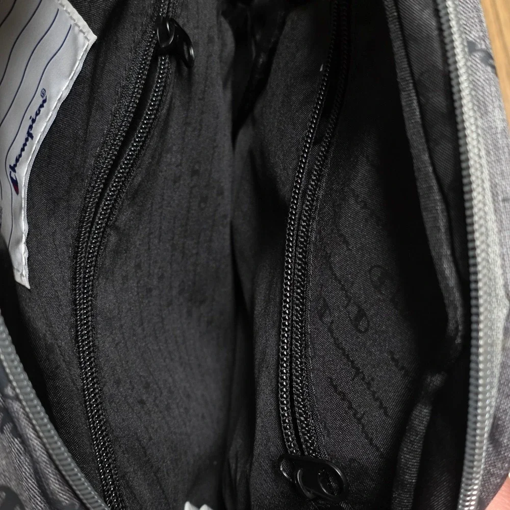 Champion Backpack Gray All Over‎ Logo Embroidered School Travel 10