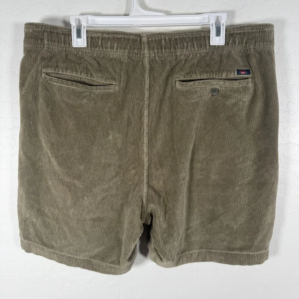 Faherty Shorts Mens 2XL Green Corduroy Elastic Waist Drawstring Casual 6