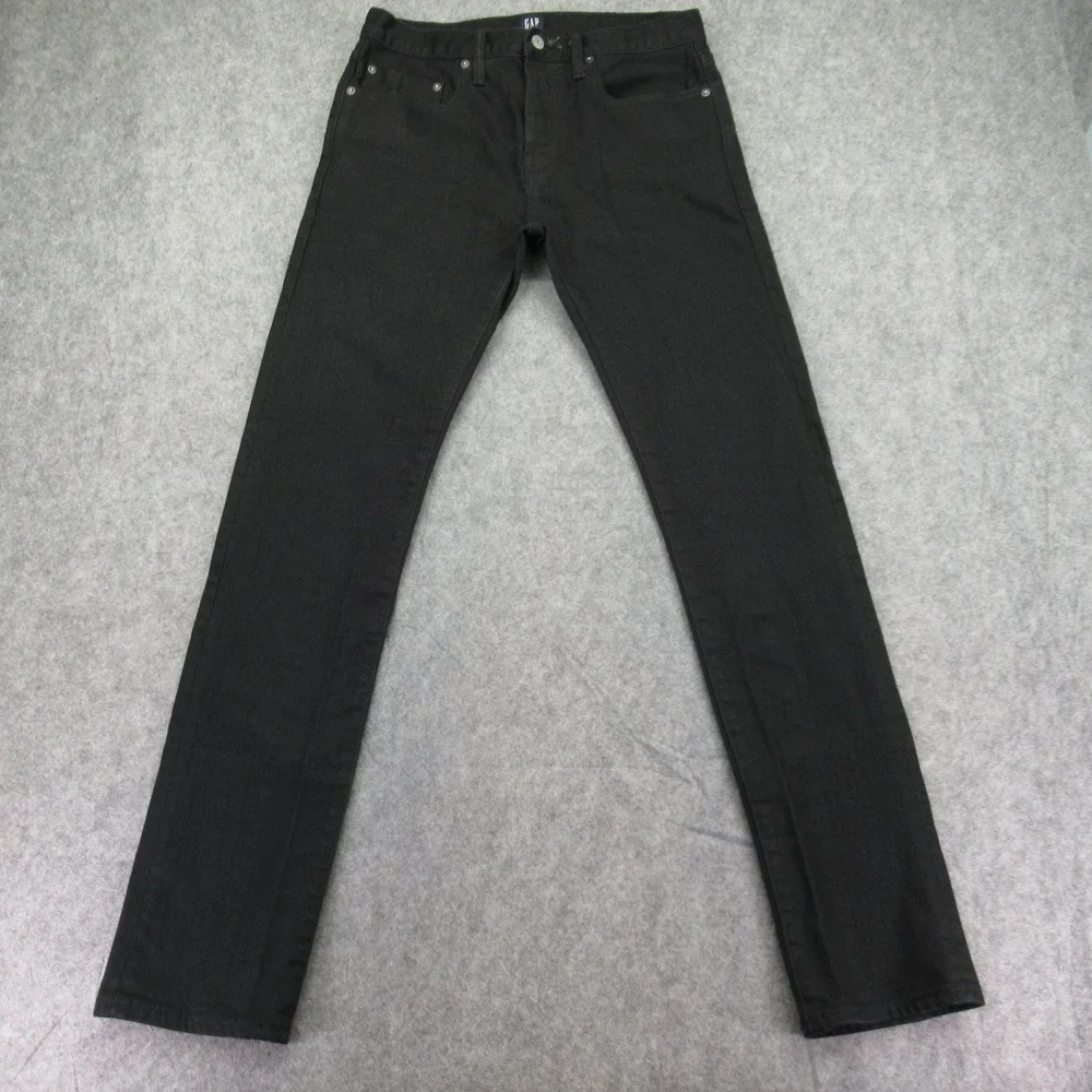 GAP Denim Men's Black Slim Jeans 31x32 Cotton Stretch‎ Button Fly
