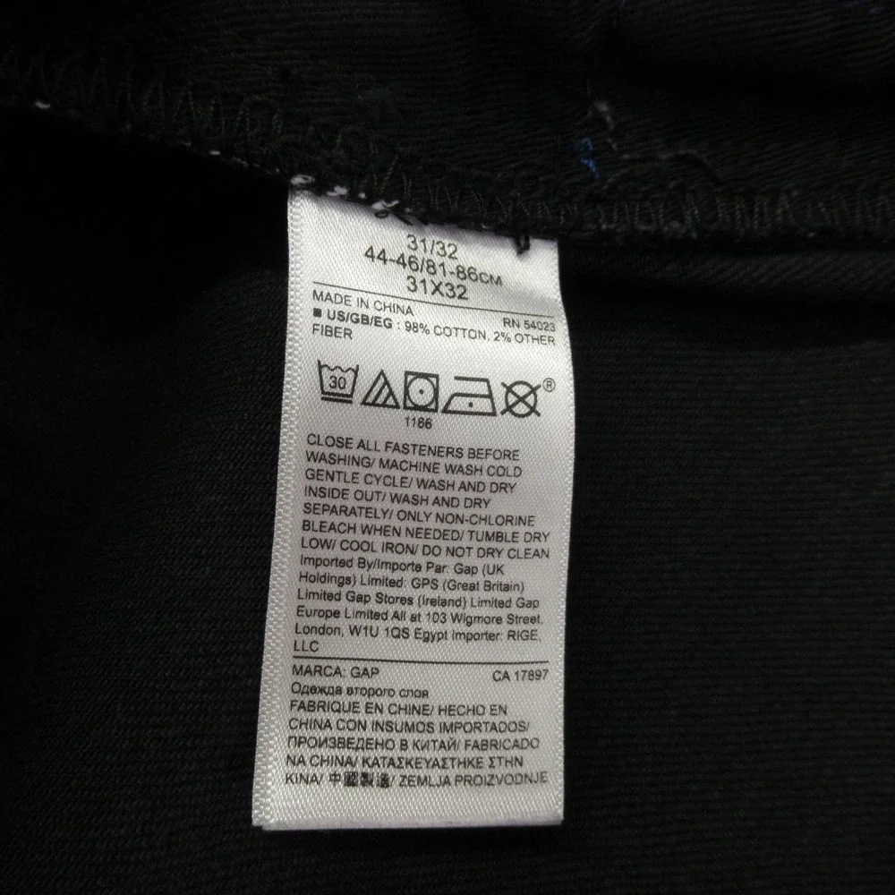 GAP Denim Men's Black Slim Jeans 31x32 Cotton Stretch‎ Button Fly