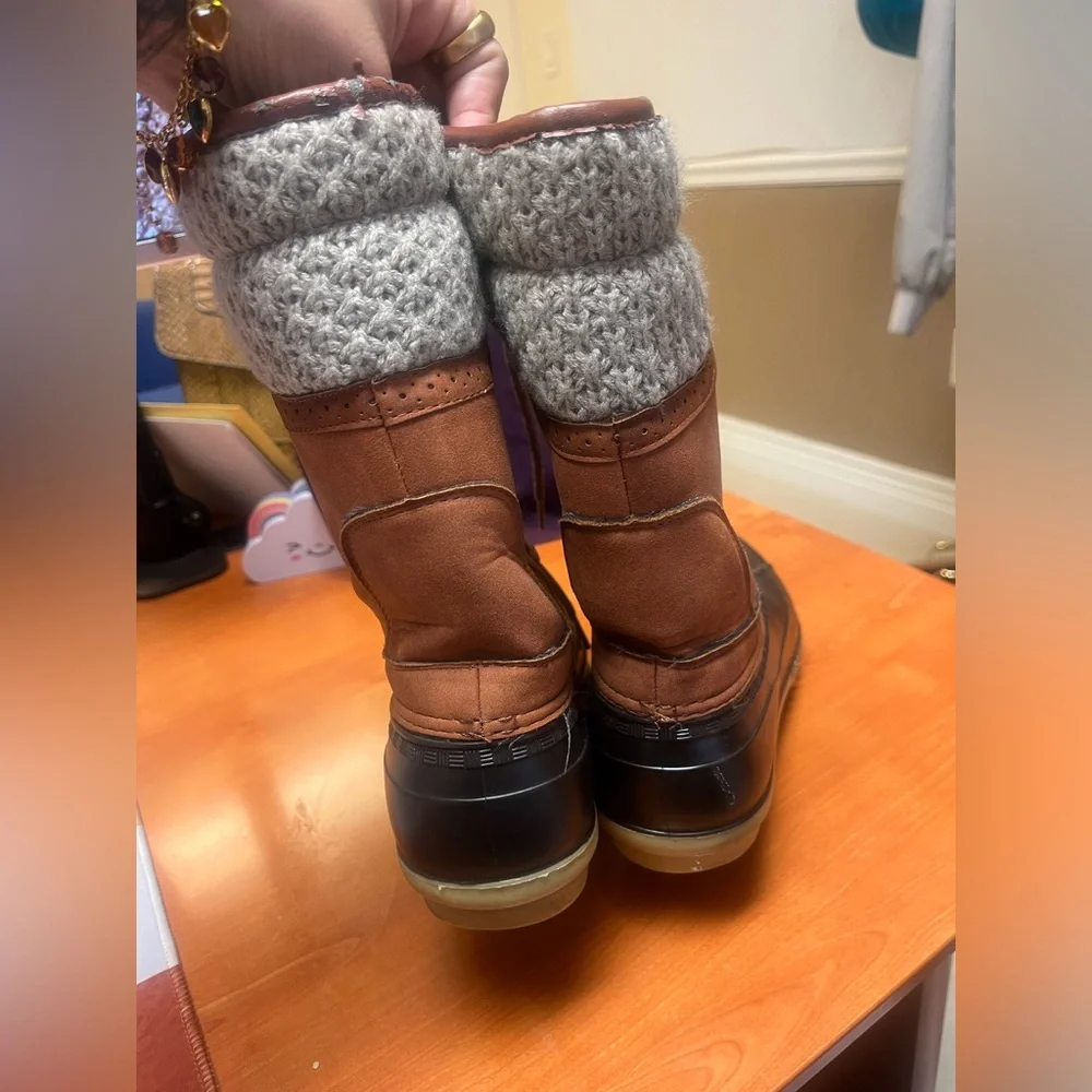 Lane Bryant 9W‎ Snow boots Duck boot knit cuff faux suede waterproof outdoor