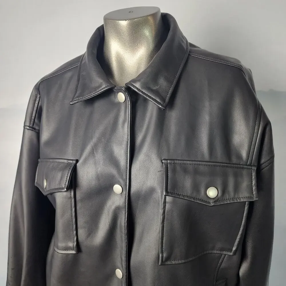 Colza (Japanese) Black Synthetic Leather Jacket | Women's Small