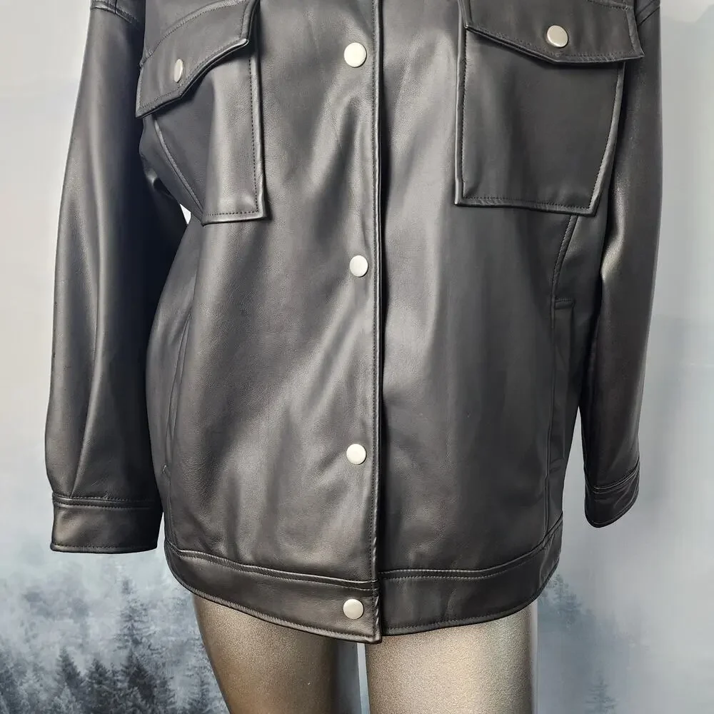 Colza (Japanese) Black Synthetic Leather Jacket | Women's Small
