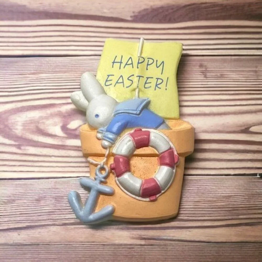 Vintage Hallmark Happy Easter Pin Anchor‎ Life Preserver Bunny