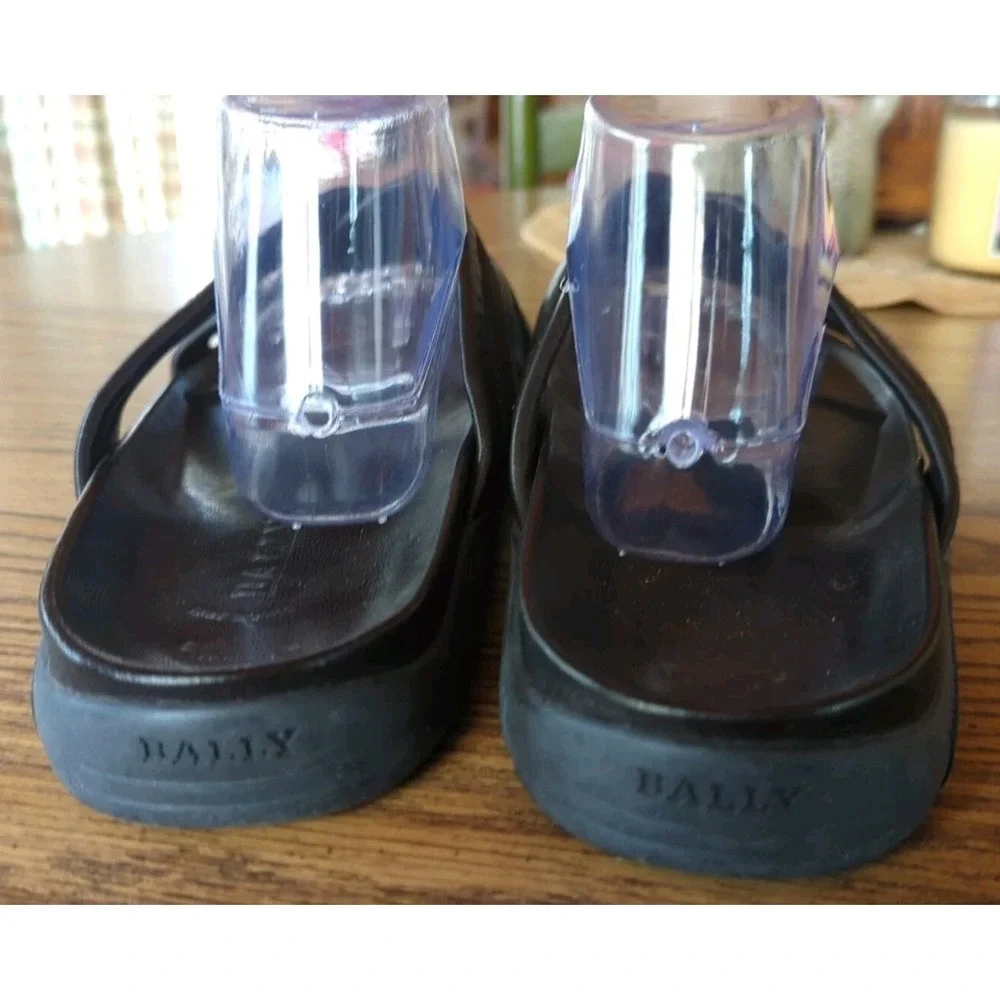 Bally Sandals Men US 12 E Black Leather Slides Slip On Comfort Italy Resort