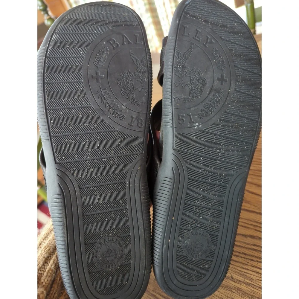 Bally Sandals Men US 12 E Black Leather Slides Slip On Comfort Italy Resort