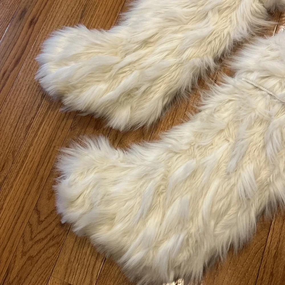 Pair‎ - 2 Nicole Miller Home Christmas Stocking White Faux Fur Designer Luxury